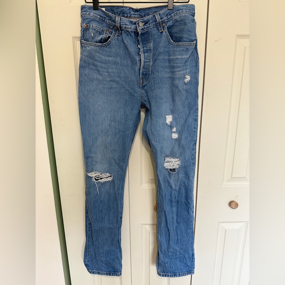 Levi’s 501 Straight Distressed Jeans
